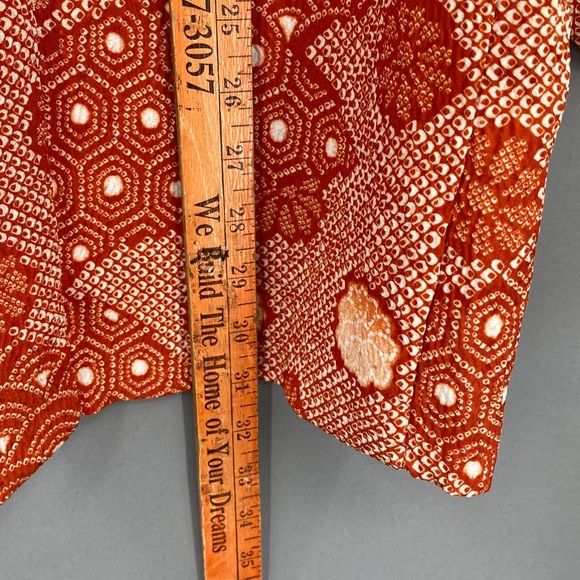 Vintage 60s 70s Orange Floral True Kimono Jacket Textured Hippie Psychedelic - Picture 8 of 14